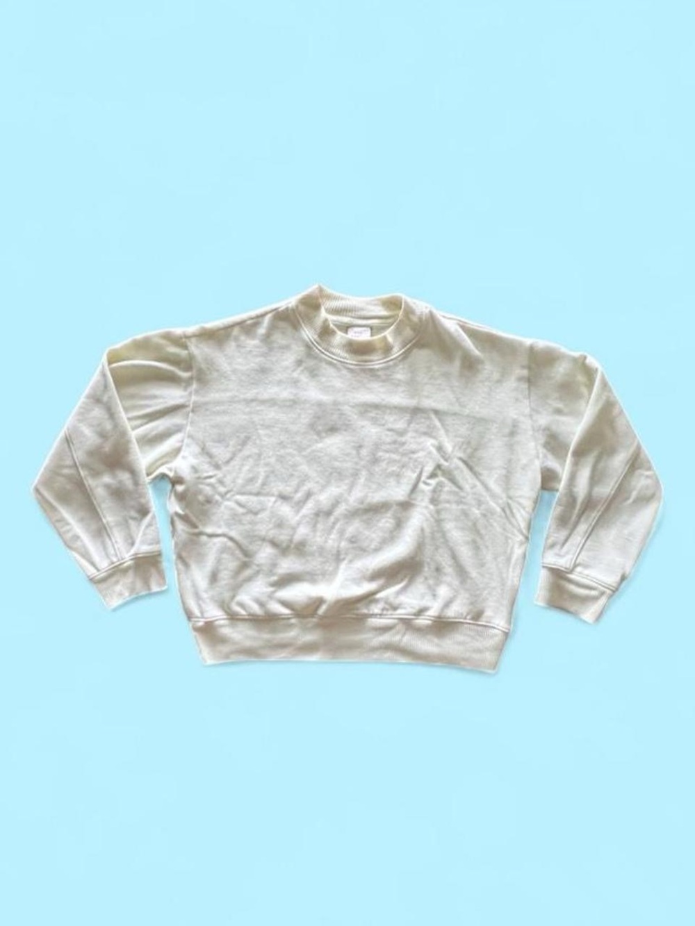 A New Day Pale Yellow Boxy Cropped Crewneck Sweatshirt S